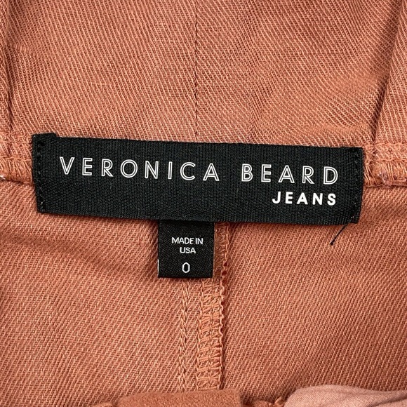 Veronica Beard Pants Womens 0 Mocha Karter Pleated Crop Paperbag Trousers Linen - Picture 2 of 14